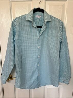 Isaac Mizrahi New York Big Boy Dress Shirt Size 16 blue & white plaid
